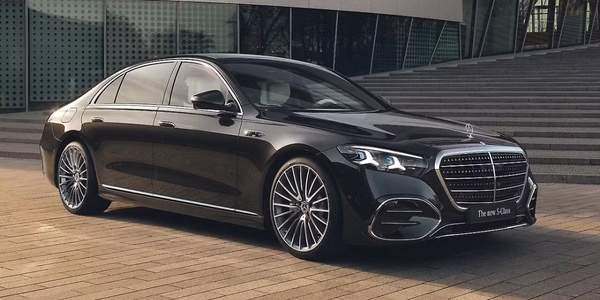 Luxury black sedan transportation vehicle