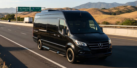 Black executive party bus for luxury transportation