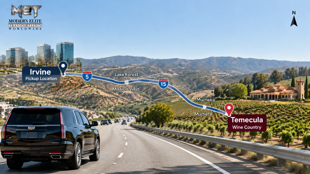 map from irvine to temecula wine country