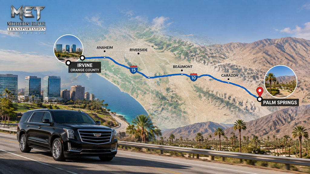 route map to orange county to palm springs